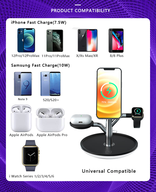 Universal Wireless Charging Stand for iPhone, Apple Watch & AirPods