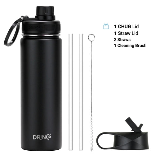 DRINCO® 22oz Stainless Steel Sport Water Bottle – Black