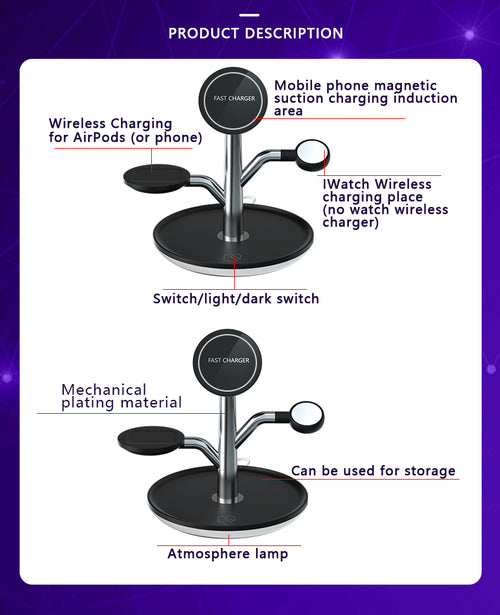 Universal Wireless Charging Stand for iPhone, Apple Watch & AirPods